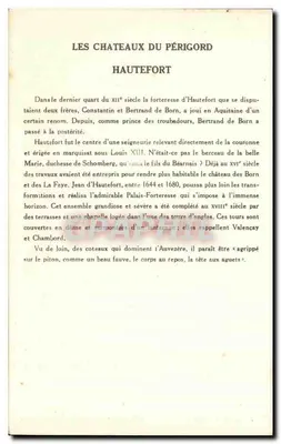 Os Castelos do Périgord — Hautefort — Coleção da Solution Pauauberger, 9ª Série — Verso