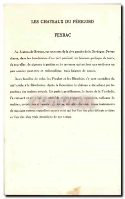 Feyrac — Castelo do Périgord — Coleção da Solution Pauianherse, 9ª Série — Verso