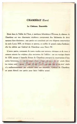 Chambrey (Eure) — Zamek — Kolekcja Solution Pautauberge, 3. seria — Rewers