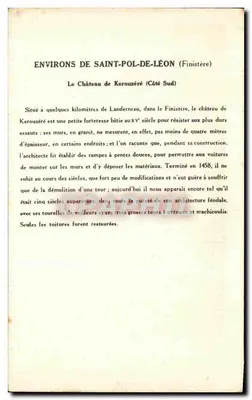 Castelo de Kerouzéré — Arredores de Saint-Pol-de-Léon (Finistère) — Coleção da Solution Pautauberg e, 3ª Série — Verso