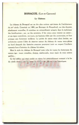 O Castelo de Bonaguil — Lot-et-Garonne — Coleção da Solução Pautanberge — Verso