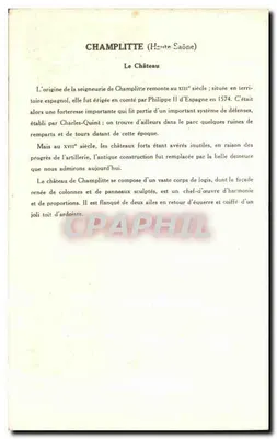 Champlitte (Haute-Saône) — Het Kasteel — Collectie Solution Patauberge — Achterkant