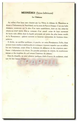 Mesnières (Seine-Inférieure) — O Castelo — Coleção da Solução Pautuberge, n° 16 — Verso