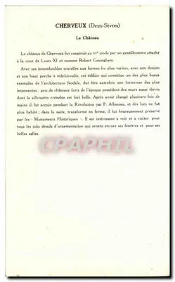 Cherveux (Deux-Sèvres) — Zamek — Kolekcja Solution Pantauberger — Rewers