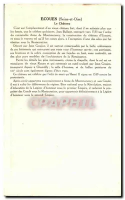 ÉCOUEN — Het Kasteel — Collectie van de Oplossing Pautuberge — Achterkant