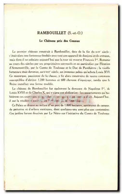 Rambouillet — Il Castello visto dai Canali — Collezione della Soluzione Pautaubeerge, 4a Serie — Verso