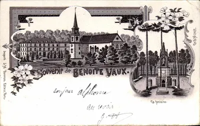 Bilhete postal antigo Lembrança de Benoite Vaux La fontaine