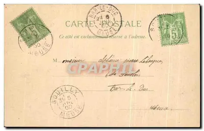 Bilhete postal antigo Lembrança de Benoite Vaux La fontaine — Verso