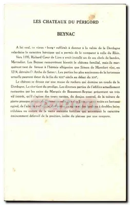 Zamek Beynac — Zamek Périgord — Kolekcja Solution Pautuberze, 10. seria — Rewers
