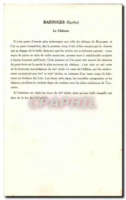 Bazouges (Sarthe) — Zamek — Kolekcja Solution Pautsaberge, 8. seria — Rewers