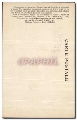 Orfãos-Aprendizes de Auteuil — A Capela de Santa Térèsa — Silhueta definitiva — Verso