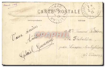 Bilhete postal antigo Saint Benoit du Sault Indre Ecole Primaire supericure de Garcons — Verso