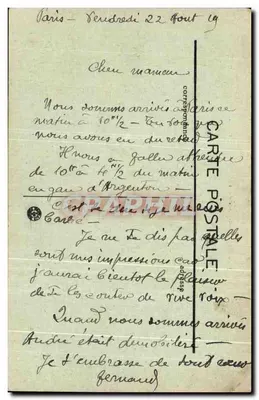 Paris — Avenue des Champs-Élysées — vue vers l'Arc de Triomphe, éditeur M. J., n° 525 — Rewers