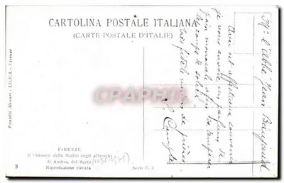 Chiostro dello Scalzo we Florencji — freski Andrea del Sarto — wydawca Fredelli Alinari, seria C.3 — Rewers