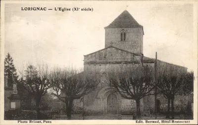 Lorignac — A Igreja (século XI) — Foto Brisset, Pons ; Edit. Bertaud, Hôtel-Restaurant
