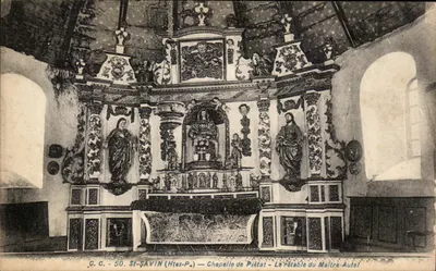 Capela de Piétat — O retábulo do altar-mestre — St-Savin (Htes-P.)