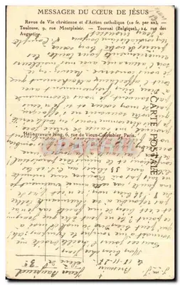 Pierre i Jan przy grobie — ilustracja E. Burnanda, wydana przez C.L. Giraudona — rekomendacja S.S. Benoît XV z 30 listopada 1919 — Rewers