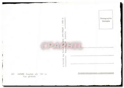 Mende (Lozère) — Widok ogólny — Towarzystwo Karcianek Pocztowych APA-POUX — Rewers