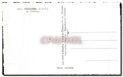 Fougeres (Il-et-V.) — Zamek — Wydawnictwo Sztuki « REMA » Quimper — Rewers