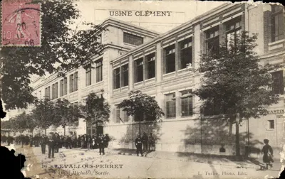 Bilhete postal antigo Usina Clement Levallois Perret