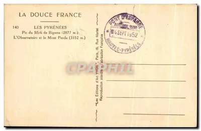 Pic du Midi de Bigorre — O Observatório e o Mont Perdu — Edições d'Art Yvonn — Verso