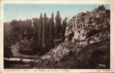 Fontgombault (Indre) — Os Rochos na Estrada do Blanc — Coleção Pineau