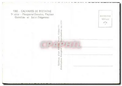 Calvaires bretons — Calvaires de Bretagne — Éditeur : Editions d'Art Jos, Plougasnél-Daoulas, Saint-Thégonnec — Verso