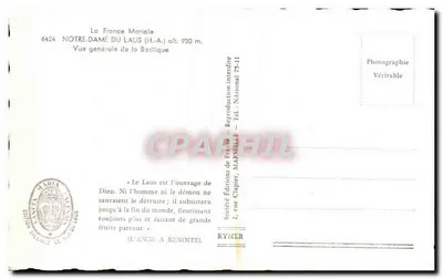 Notre-Dame du Laus — Ogólny widok katedry — Éditions de France, Marsylia — Rewers