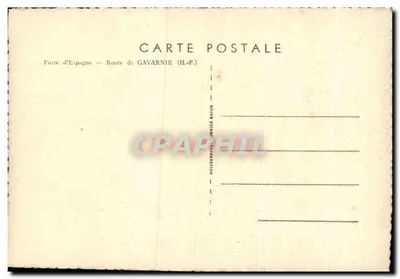 Route de Gavarnie — Vue du col encaissé entre montagnes enneigées — Éditeur Héloïse Ravulé, Ombier Macon — Verso