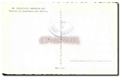Cume do Monte Branco — altitude 4807 m — Cie des Avis Photomécaniques, Paris — Verso