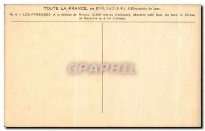 Pyrénées — La Brèche de Roland (2804 metrów n.p.m.) — Jové, Pau (B.-P.) — Rewers