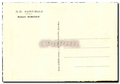 Stara pocztówka Znani Malouins Robert Surcouf Znany Pirat — Rewers