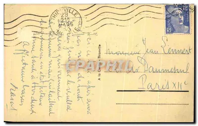Bilhete postal antigo Thionville Place du General Hellot — Verso