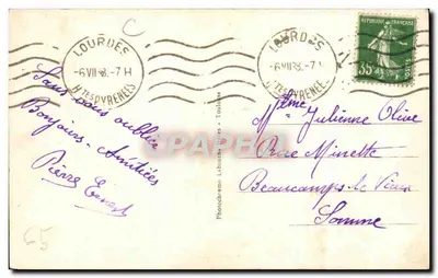 Lourdes - A procissão do Santo Sacramento diante das piscinas — Les Hautes-Pyrénées, n°898, editor La Bouchère - Toulouse — Verso