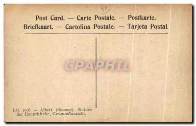 Albert (Somme) — Ruínas da Basílica — Vista geral — L.O. 1608 — Verso