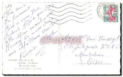 Royan — Plage, Église, Cité de la Plage — Souvenir de Royan — Verso