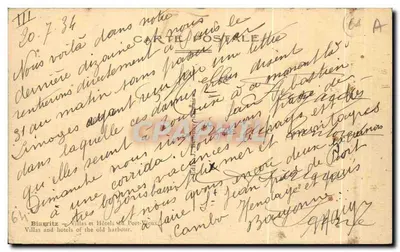 Biarritz — Villas e hotéis do porto Velho — editor não identificado, número de série não visível — Verso