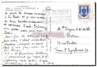 Dois crianças em trajes bretones — Fouesnant e Benodet (Finistère) — Edições Jean — Verso