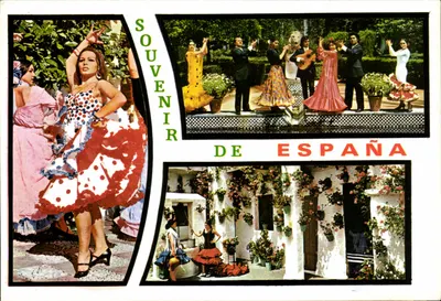 Souvenir de Espanha — Dança flamenca e arquitetura típica — Editor: Dip. Legal B. 31805-XVI