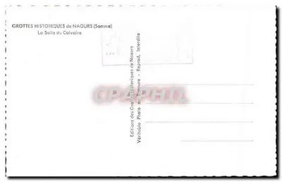 Bilhete postal antigo Grotas Históricas de Naours A Sala do Calvário — Verso