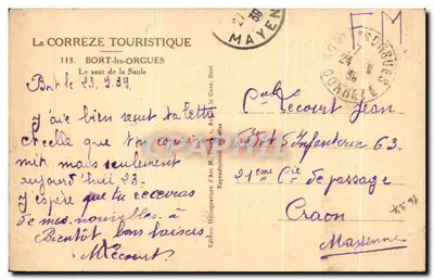 Skok wodny Saule — Bort-les-Orgues — Wydawnictwo La Corrèze Touristique — Rewers