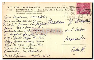 Trasa do Cauterets — Le Limacon — Wydawnictwo Jové, Pau — Rewers