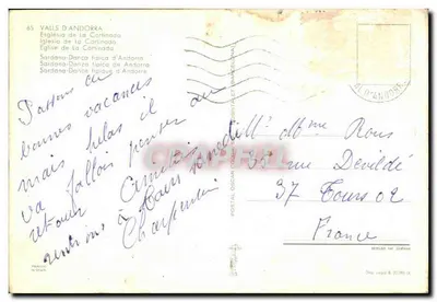 Sardana — Danse typique d'Andorre — Église de La Cortinada — Éditeur BERGAS — Verso