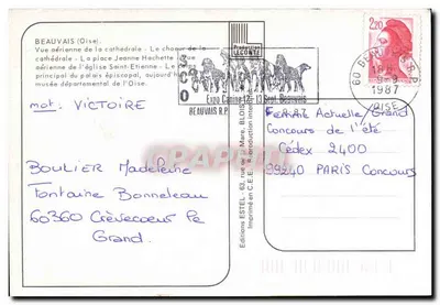 Beauvais — Catedral, interior, praça Jeanne Hachette, palácio episcopal — Éditions ESTEL, n° 887 — Verso