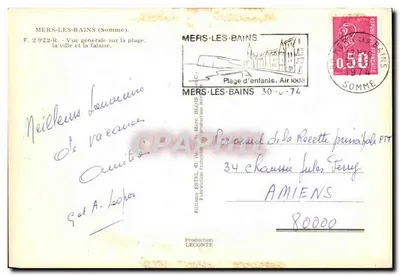 Mers-les-Bains — Ogólny widok plaży i skały — Wydawnictwo Estel, nr F.2.922-R — Rewers