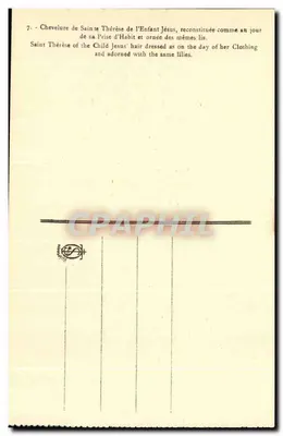 Chevelure de Sainte Thérèse de l'Enfant Jésus — reconstituée comme au jour de sa Prise d'Habit et ornée des mêmes lis — éditeur non visible — Achterkant