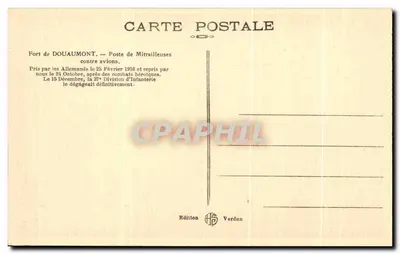 Fort de Douaumont — Posto de metralhadoras contra aviões — Edição Verdun — Verso