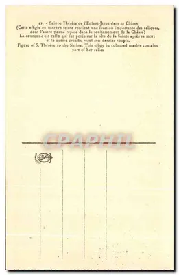 Santa Teresina del Bambino Gesù — effigie in marmo nella sua cassa reliquiaria — Verso