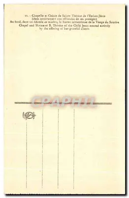 Capela e Relíquia de Santa Tereza do Menino Jesus — editor não visível — n° de série 10 — Verso