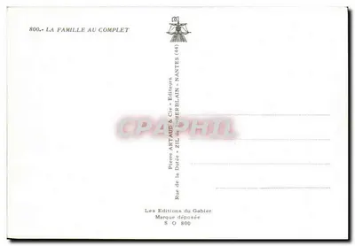 A família completa — animais de fazenda em frente a uma casa de pedra com telhado de colmo — Pierre Artaud & Cie, Nantes — Verso